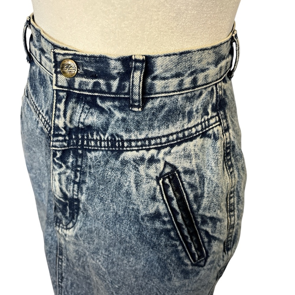 Vintage 80s Mizz Lizz Acid Wash Denim Skirt - Picture 2 of 7